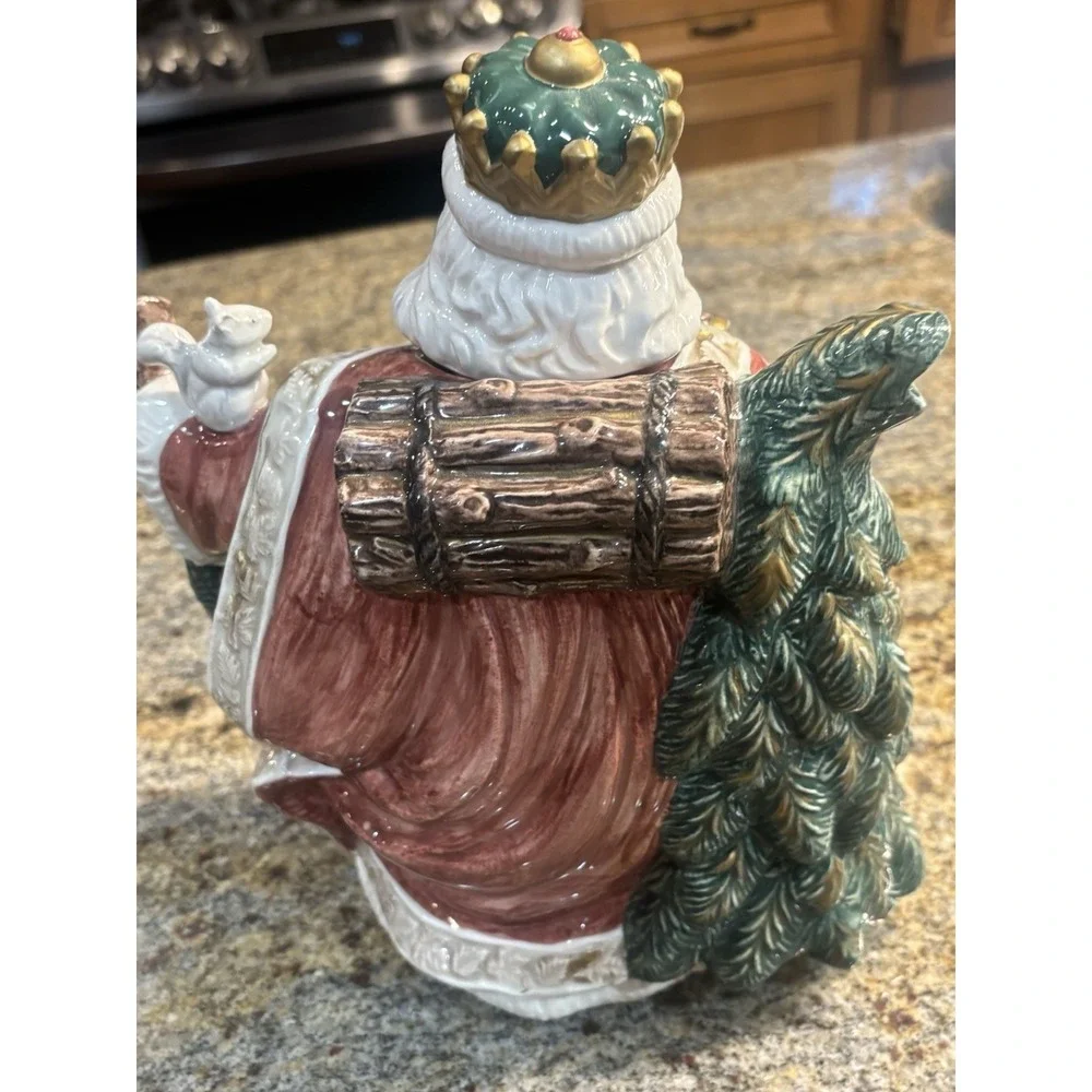 VTG Fitz and Floyd King Wenceslas Santa‎ Christmas Teapot Pitcher Omnibus 1995